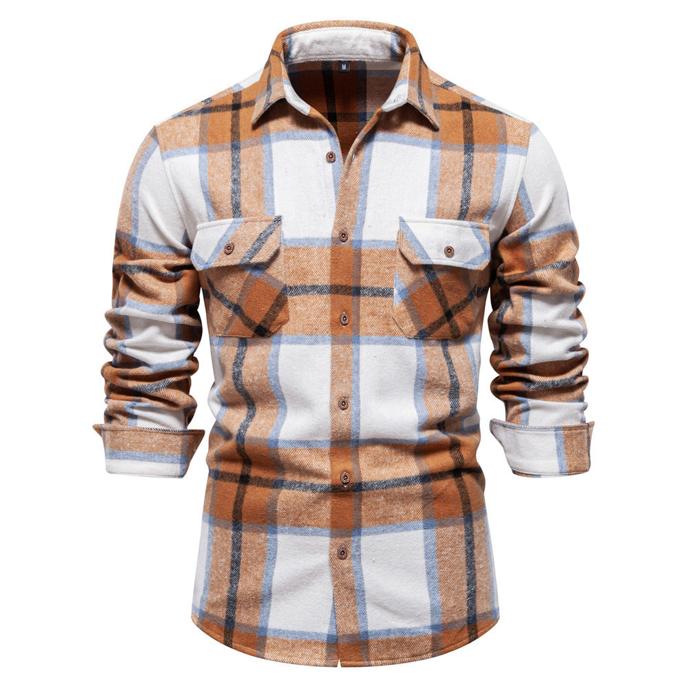 Men's Plaid Long Sleeve Shirt Top - Minihomy