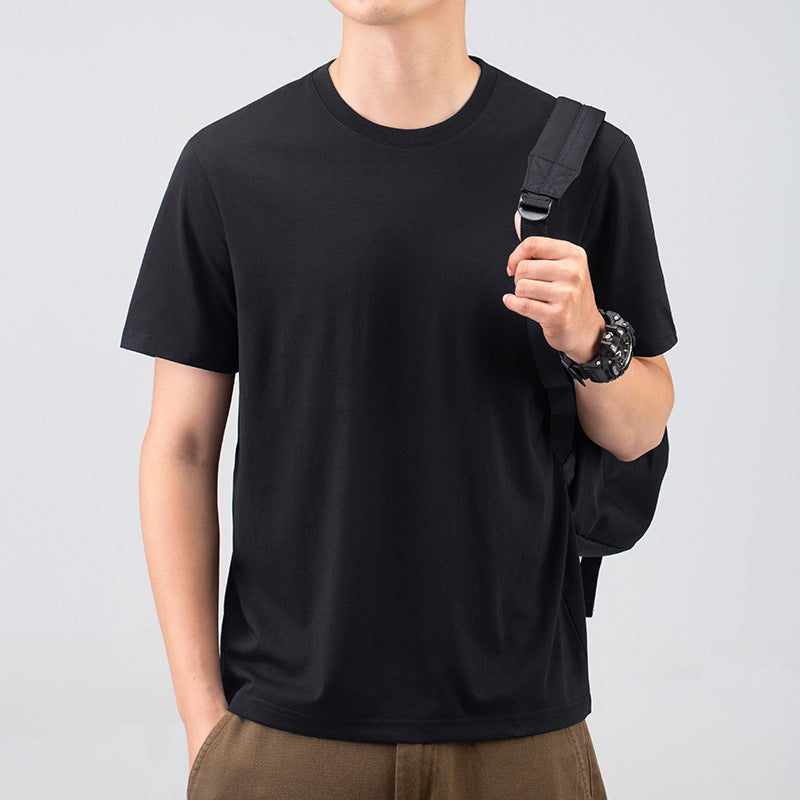 Men's Casual Round Neck Solid Color T-shirt Top - Minihomy