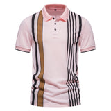 Striped Printed Plus Size Lapels Men's Short Sleeve