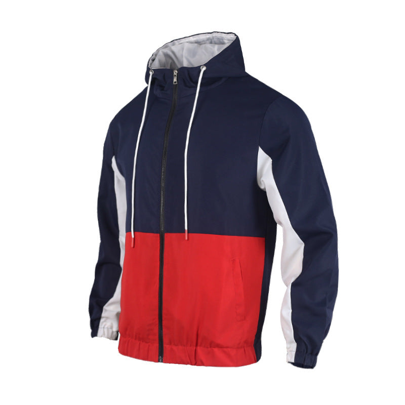 Men's Casual Polo Collar Contrast Color Double-layer Hooded Jacket - Minihomy