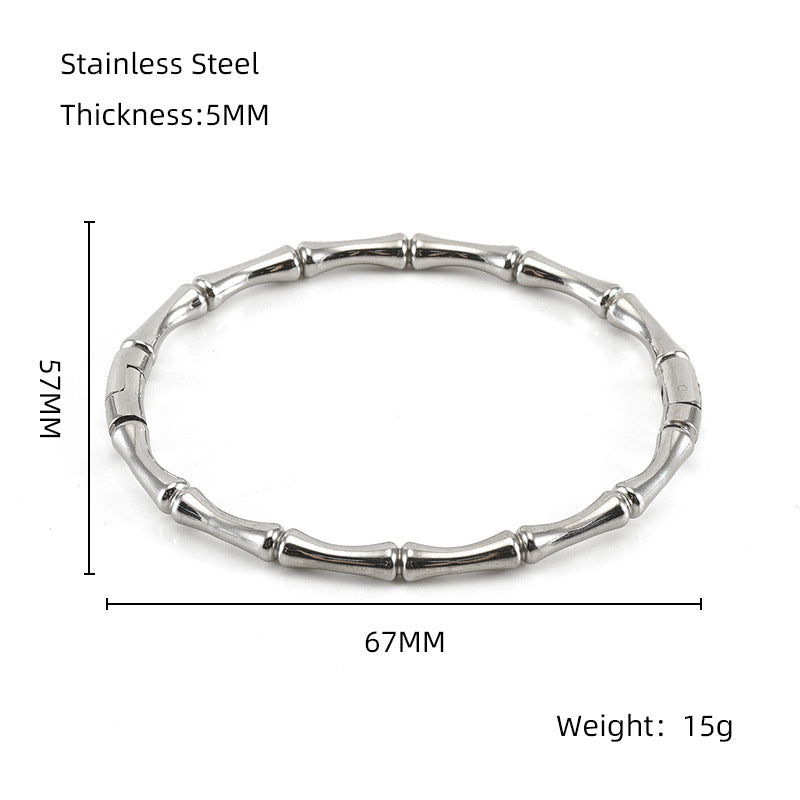 Fashion Bamboo Titanium Steel Bracelet Three Beads - Minihomy