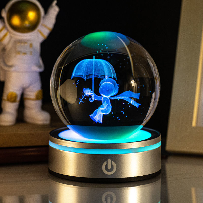 Creative 3D Inner Carving Luminous Crystal Ball - Colorful Gradient Small Night Lamp - Minihomy