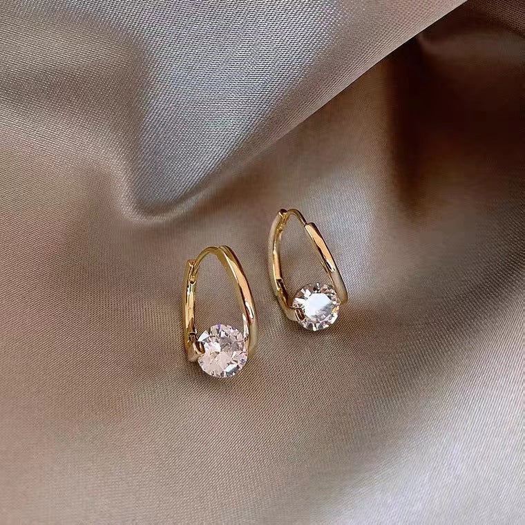 Geometric Micro Inlaid Zircon Ear Clip Niche Design Refined Grace Simple Multi-match Women's Earrings - Minihomy