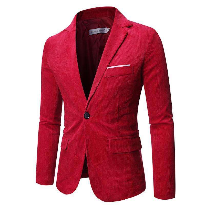 Men's Solid Color One Button Suit Coat - Minihomy