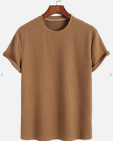 Men's Solid Color Loose Round Neck T-shirt - Minihomy