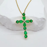 Micro Inlay Colorful Zircon Water Drops Cross Necklace: Symbol of Elegance and Faith - Minihomy