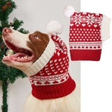 Christmas Atmosphere Love Snowflake Elk Printing Knitted Warm Pet Dog Cat Fur Ball Hat - Minihomy