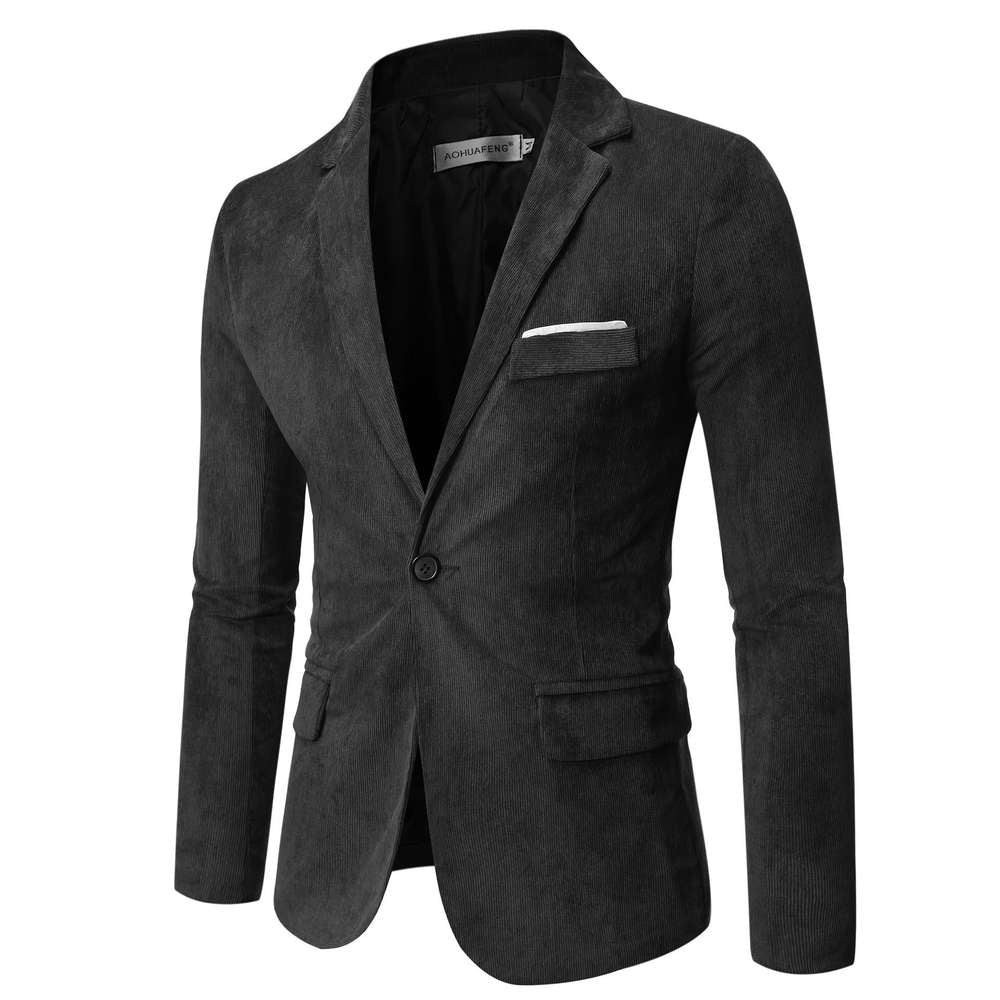 Men's Solid Color One Button Suit Coat - Minihomy