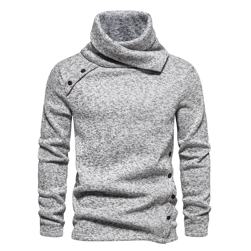 Men's Cascading Collar Sweater Coat Jacquard Pullover Sports Sweater - Minihomy