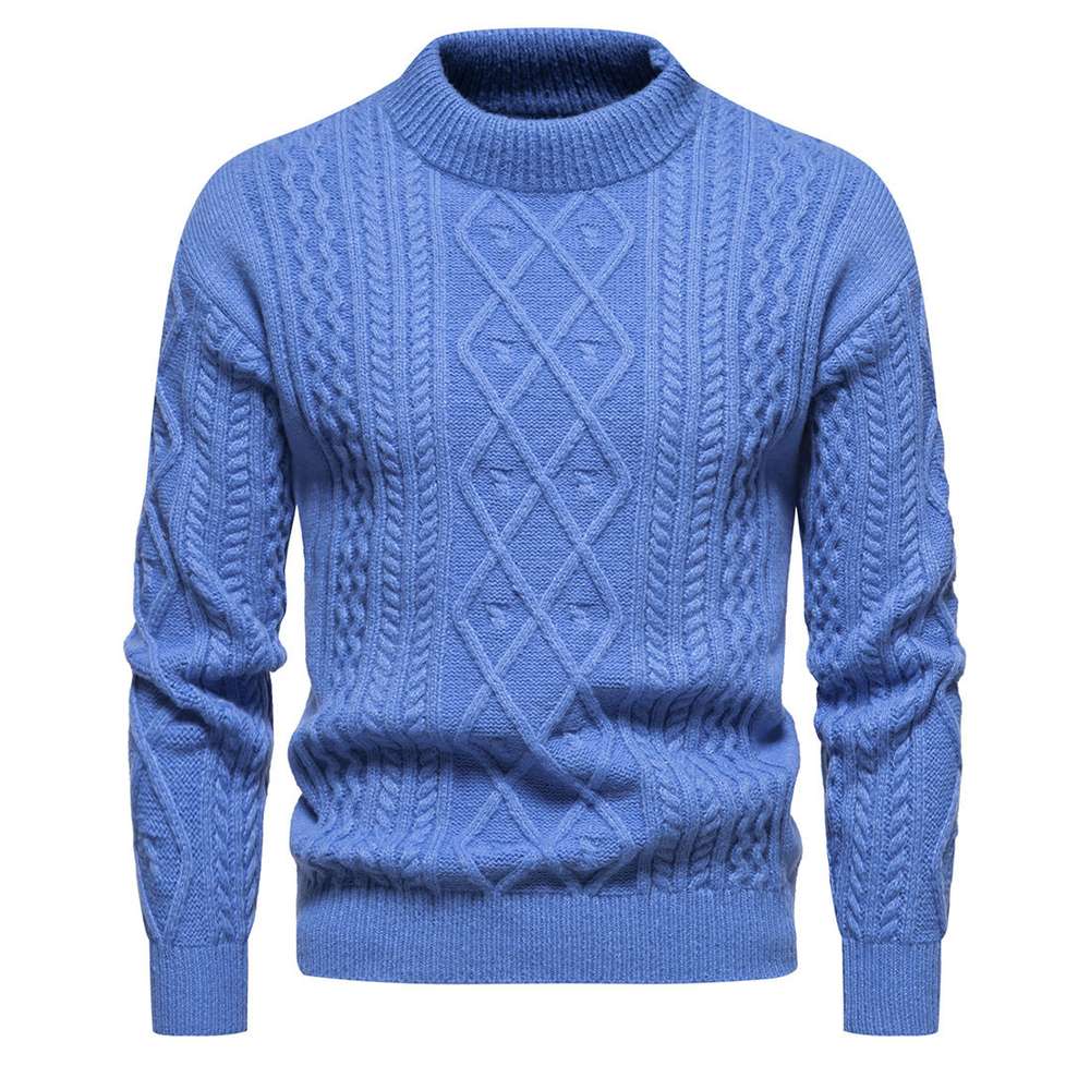 Men's Solid Color Round Neck Sweater Bottoming Shirt - Minihomy