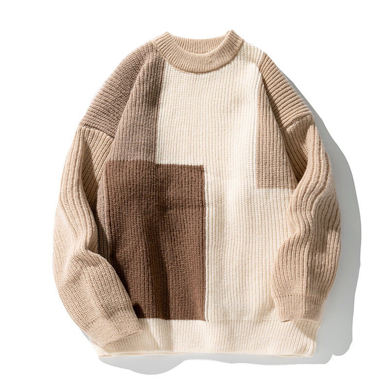 Color Block Stitching Design Knitwear Sweater For Men: Stylish Comfort for Modern Gentlemen - Minihomy