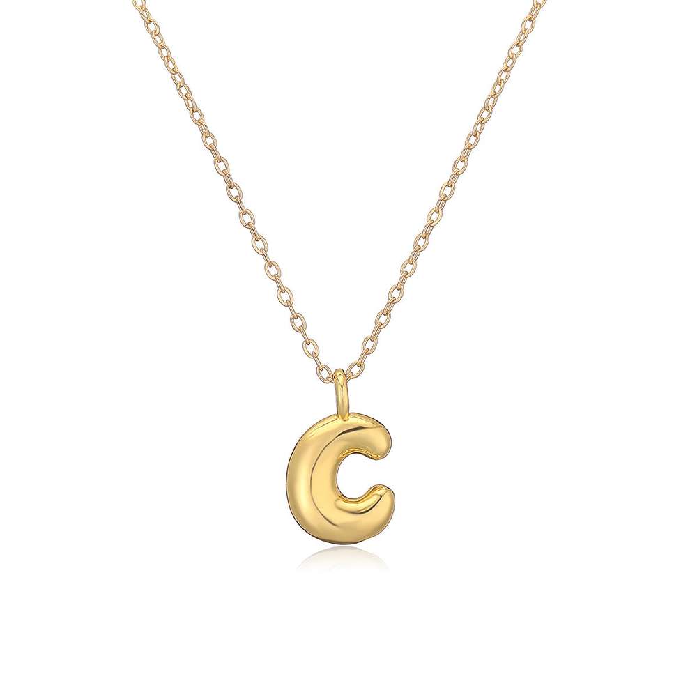 Copper Plated Gold 26 English Letters Pendant Necklace Niche Personality Clavicle Chain - Minihomy