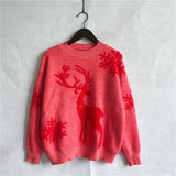 Women's Round Neck Long Sleeve Knitted Christmas Sweater