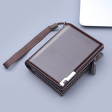 Men's Zipper Wallet with Large Capacity Three-Fold Design - Minihomy