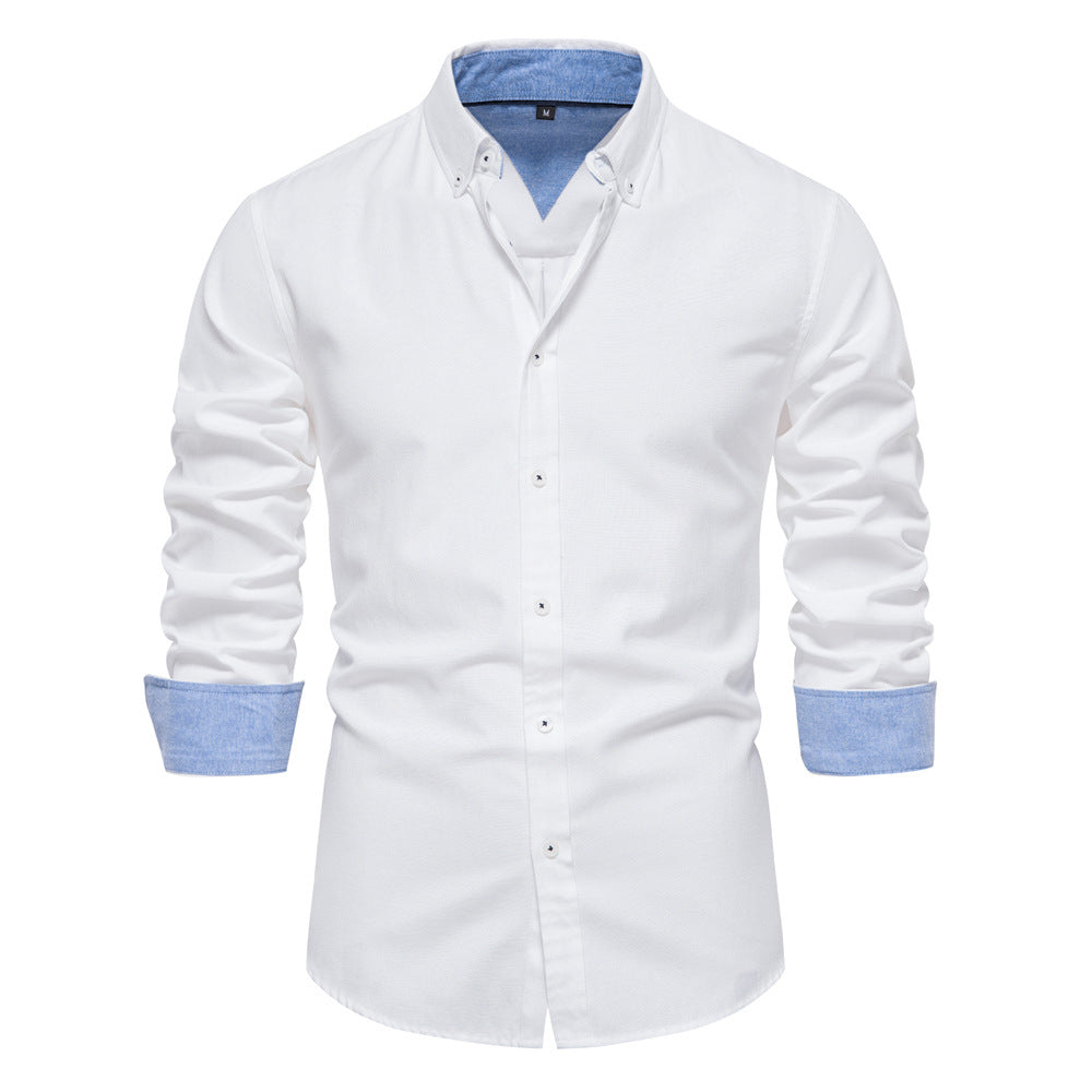 Men's Fashion Casual All-matching Solid Color Long-sleeved Top - Minihomy