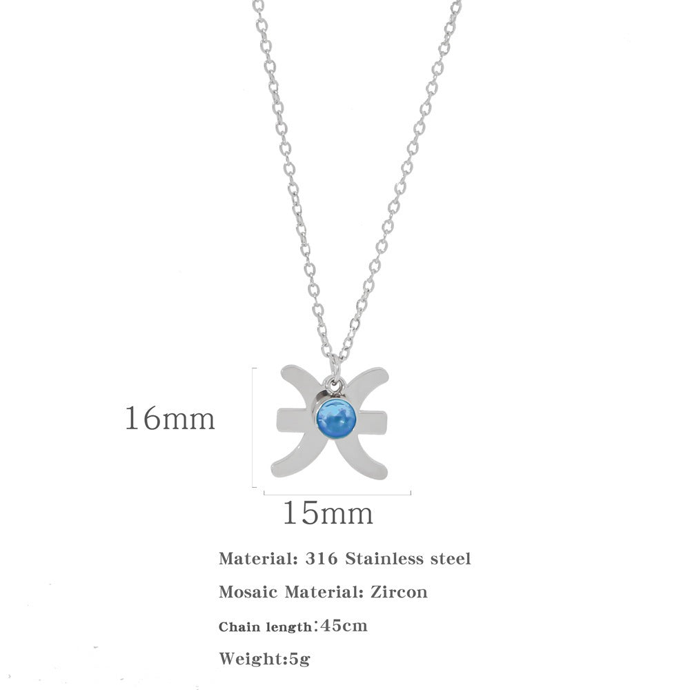 Necklace Stainless Steel Zircon Ornament: Adorn Yourself with Celestial Elegance - Minihomy