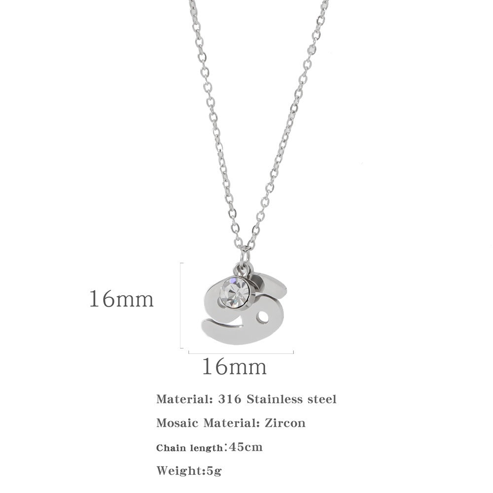 Necklace Stainless Steel Zircon Ornament: Adorn Yourself with Celestial Elegance - Minihomy