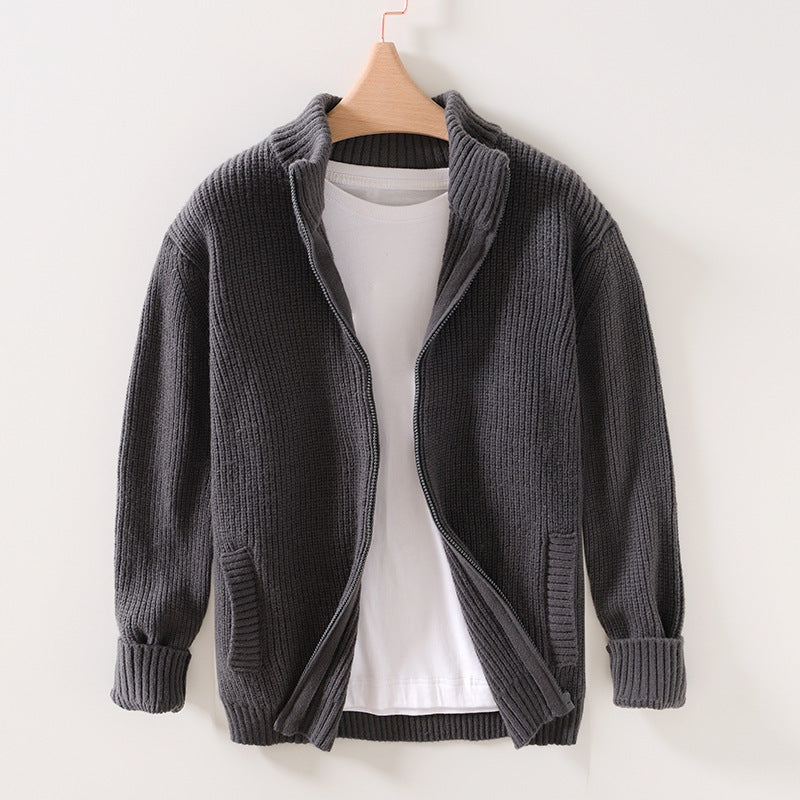 Men's Stand Collar Cardigan Casual Outdoor Sweater: Your Cozy Companion for Any Adventure - Minihomy