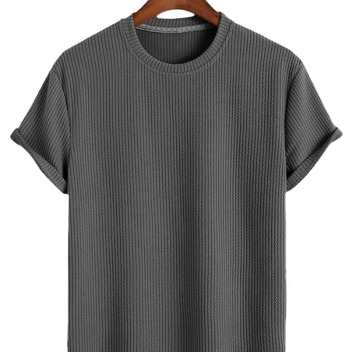 Men's Solid Color Loose Round Neck T-shirt - Minihomy