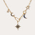 Copper Plated Gold Star & Moon Rhinestone Necklace - Fashion Jewelry - Minihomy