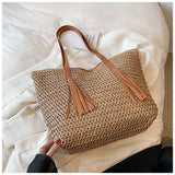 High-Grade Large-Capacity Woven Shoulder Bag for Women - Minihomy