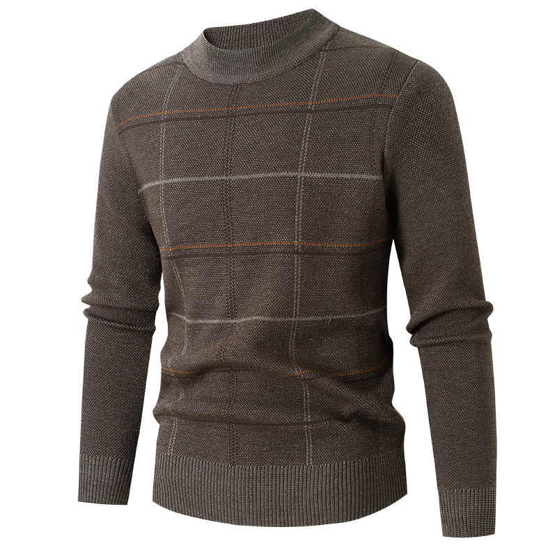 Men's Loose Plaid Casual Sweater: Stay Cozy in Style - Minihomy