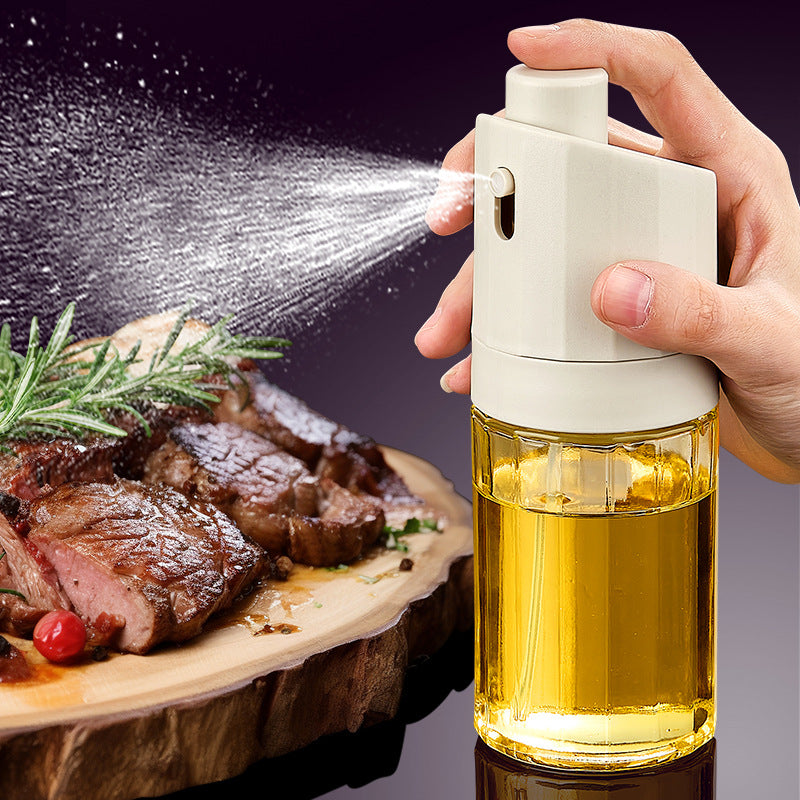 Kitchen Gadget 2-in-1 Glass Oil Bottle Press Oil Dispenser Barbecue Fuel Injector - Minihomy