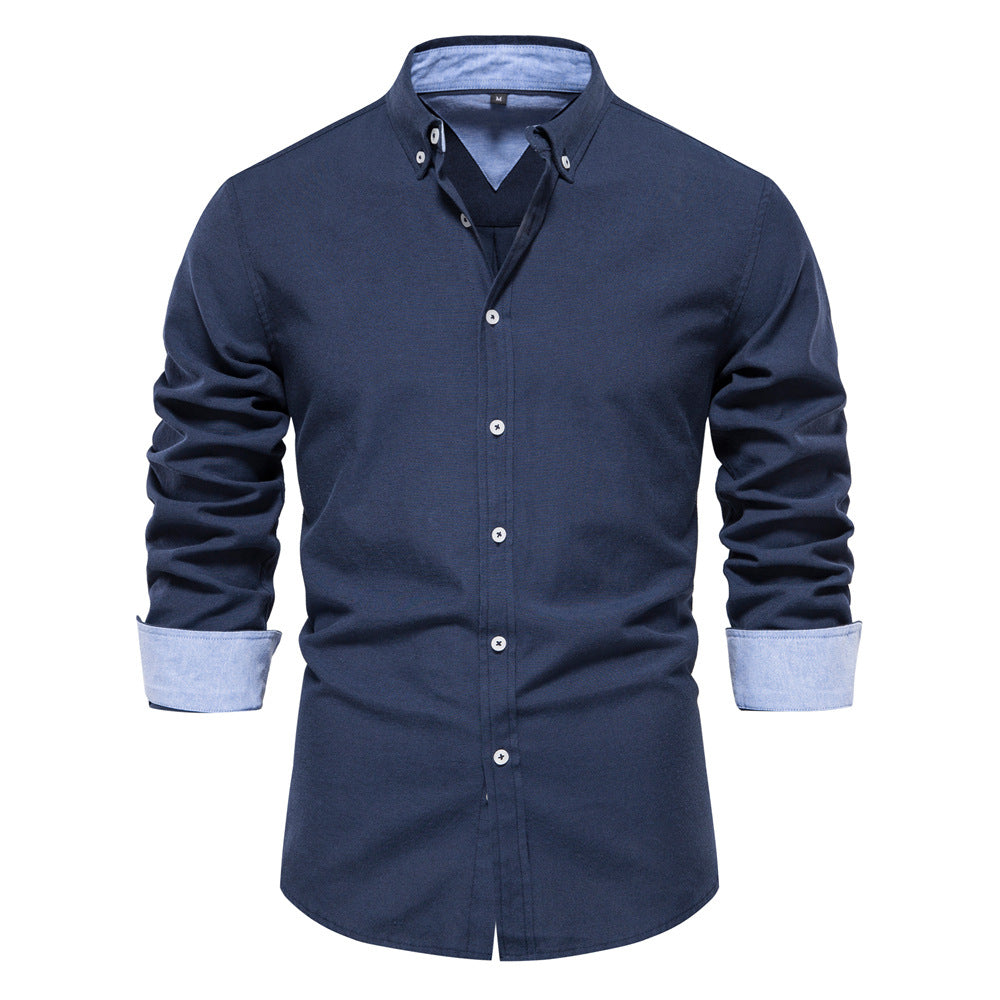 Men's Fashion Casual All-matching Solid Color Long-sleeved Top - Minihomy