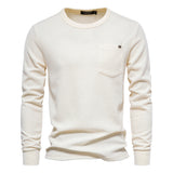 Men's Round Neck Pocket Waffle Long Sleeve Top - Minihomy