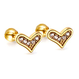 Love Heart Stud Earrings Stainless Steel Hollow Jeweled Earrings - Minihomy