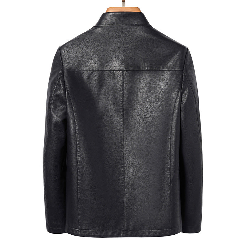 Lapel Ecological Coat Leather Jacket Men - Minihomy