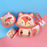 Bamboo Fiber Children's Tableware Set Cartoon Solid Food Bowl - Minihomy