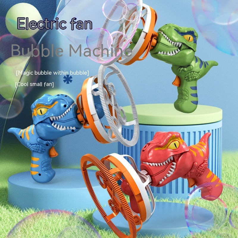 Dinosaur Bubble Machine Toy for Kids - Handheld Bubble Gun with Fan - Minihomy