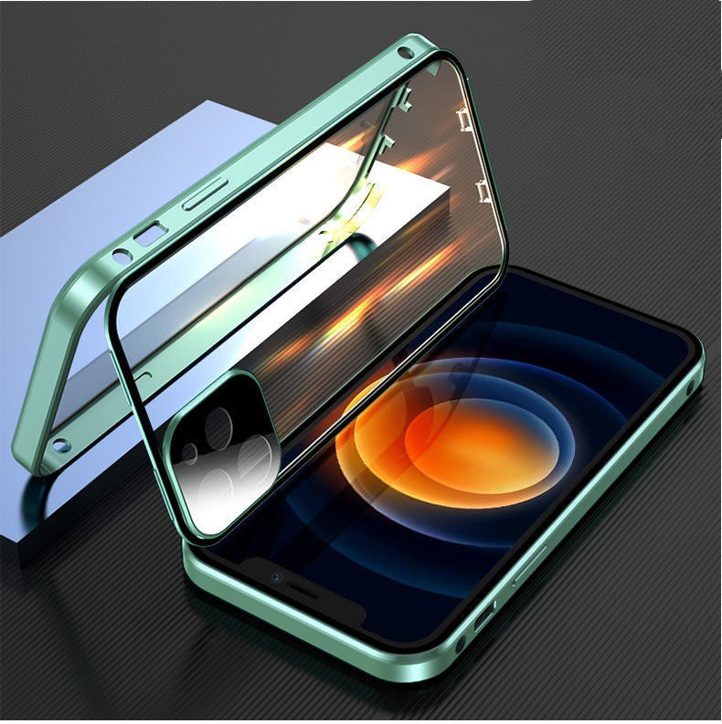 Double-Sided Glass Phone Case with Metal Frame - Snap-On Design - Minihomy