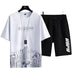 Men's Fashion Printed Short-sleeved T-shirt Shorts Sports Two-piece Set - Minihomy