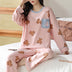 Loose Print Pajamas Women Autumn Winter Pyjama Set Long Sleeves And Trousers Sleepwear - Minihomy