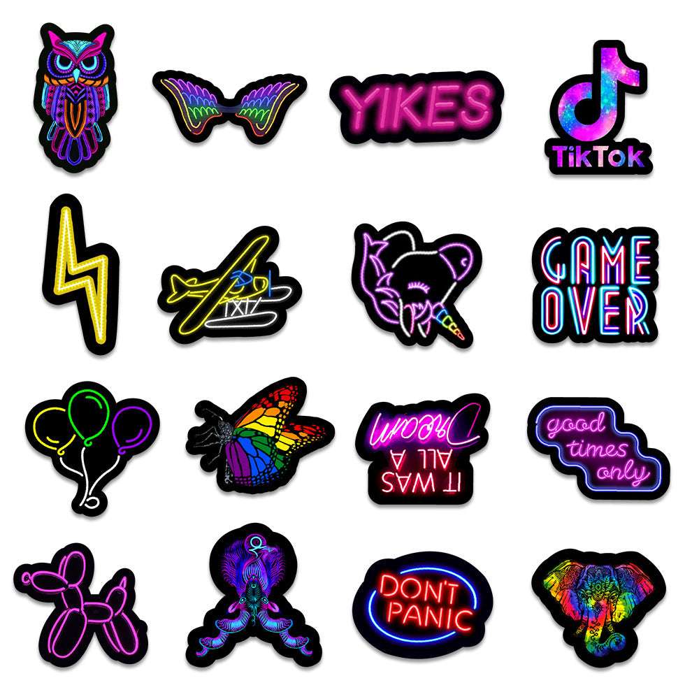 50 New Neon Stickers Car Trunk Phone Water Cup Decoration Stickers - Minihomy