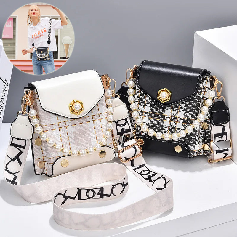 Women's Crossbody Bag, Cute Princess Wallet with Pearl Chain, Summer Shoulder Bag for Phone