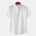 Casual Solid Color Shirt Short Sleeve Shirt Beach T-Shirt Men Tops Summer - Minihomy