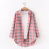 Plaid Shirt Women Loose Long Sleeve Blouses Cotton Flannel Casual Shirt Women - Minihomy