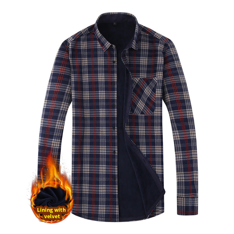 Men's Leisure Warm Plaid Shirt Coat - Minihomy