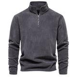 Fashion Personality Stand-collar Zippered Sweatshirt With Fleece Winter Casual Pullover Top Men's Clothing