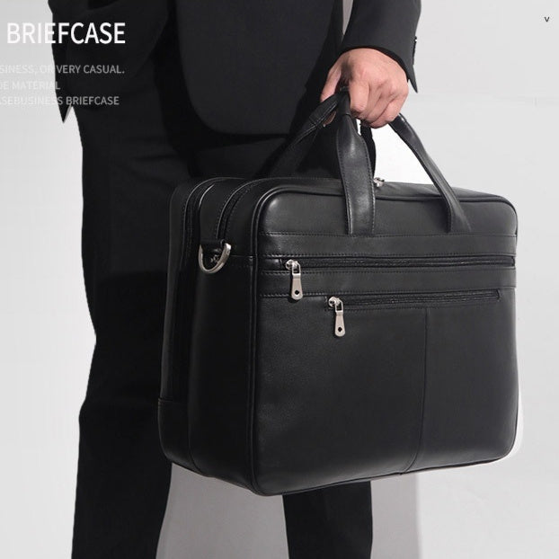 Men's Napa Leather Briefcase - Real Leather Handbag with Comfortable Texture - Minihomy