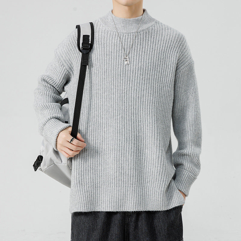 Half High-Necked Sweater for Men's Casual Knitwear Outerwear - Minihomy