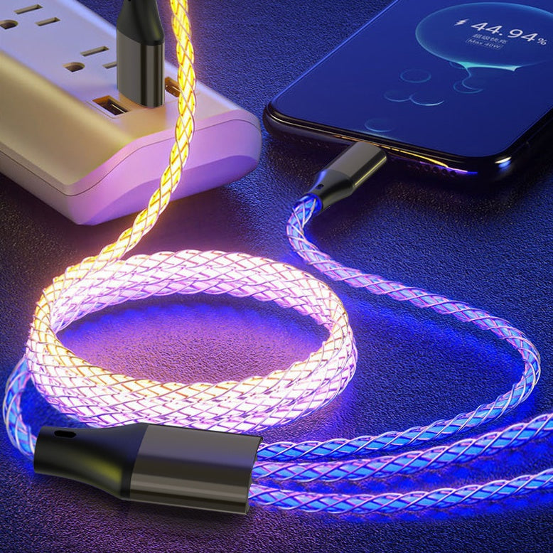 RGB One Drag Three Illuminated Data Cable - Fast Data Transfer, Colorful Lighting