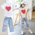 Girls White T-shirt Ripped Jeans Kids Suit - Minihomy