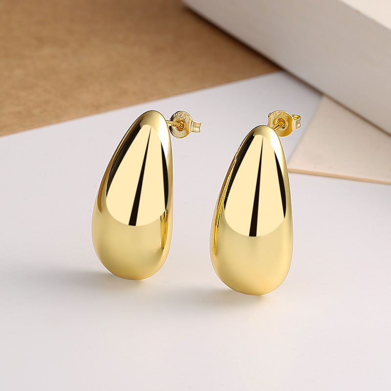 Water Drop Glossy 16k Real Gold Plating Earrings