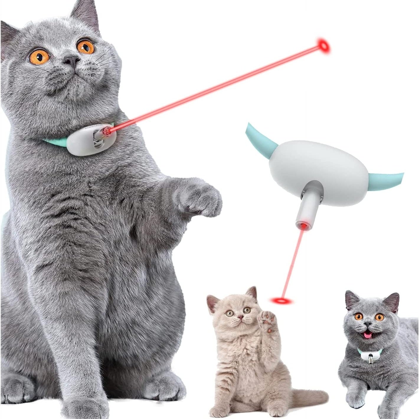 Automatic Cat Toy Smart Laser Teasing Cat Collar Electric USB Charging Kitten Amusing Toys Interactive Training Pet Items - Minihomy