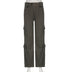 Low-Rise Multi-Pocket Pressed Loose Cargo Pants - Minihomy