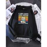 I Like Cats And Coffee Printed Women Hoody - Minihomy